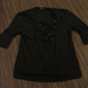 Topshop lace up shirt
